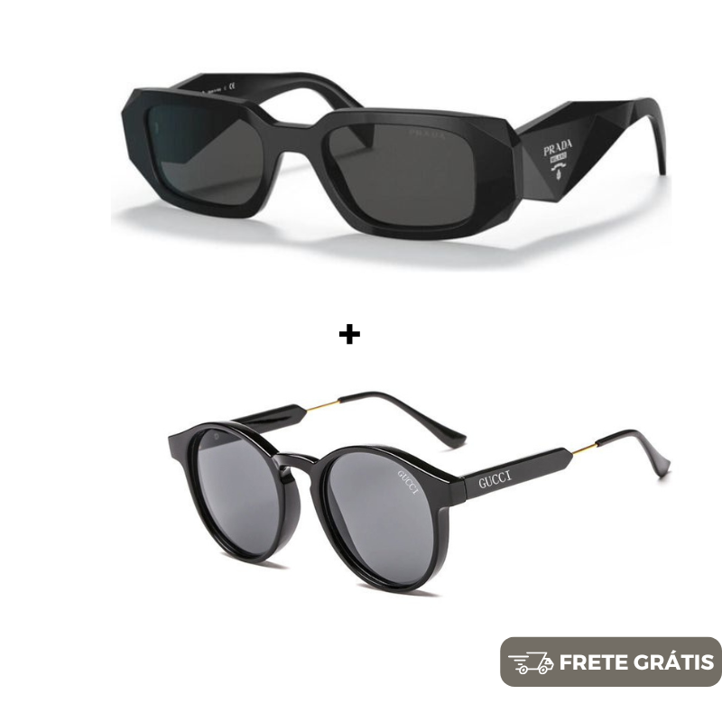 JUNHO BLACK - 2 Óculos Unissex - Gucci | Prada - COMPRE 1 LEVE 2