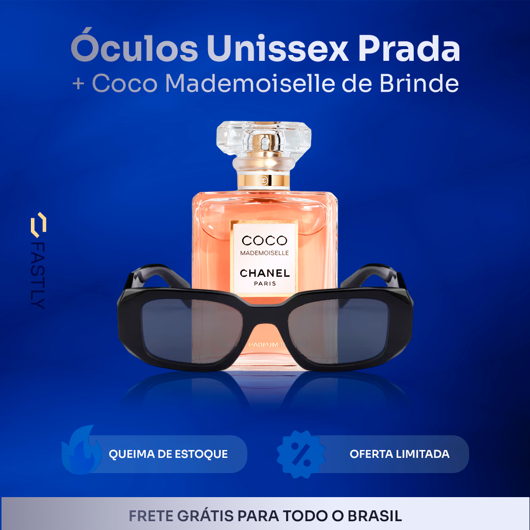 [QUEIMA DE ESTOQUE] Óculos Unissex Prada + Coco Mademoiselle de Brinde